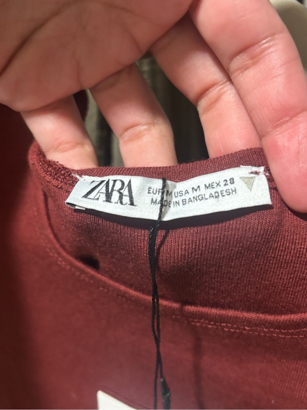 Zara Rust Red Cropped Knit Tee - Picture 3 of 4